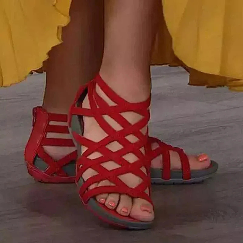 Round Toe Hollow Roman Gladiator Beach Wedge Sandals