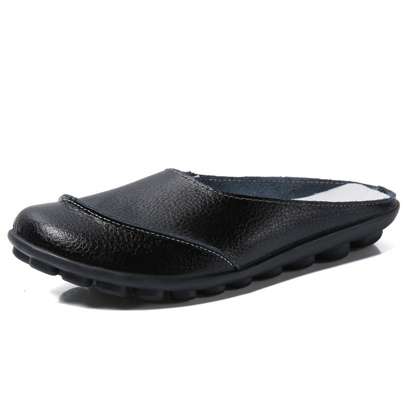 Slip On Loafers Slippers Wear Leather Soft Soles And Comfortable Flat Shoes