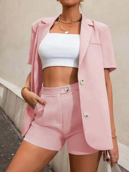 Short Sleeve Blazer And Shorts