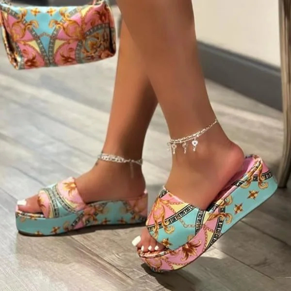 Women's Satin Platform Sole Simple Beach Slides Slippers