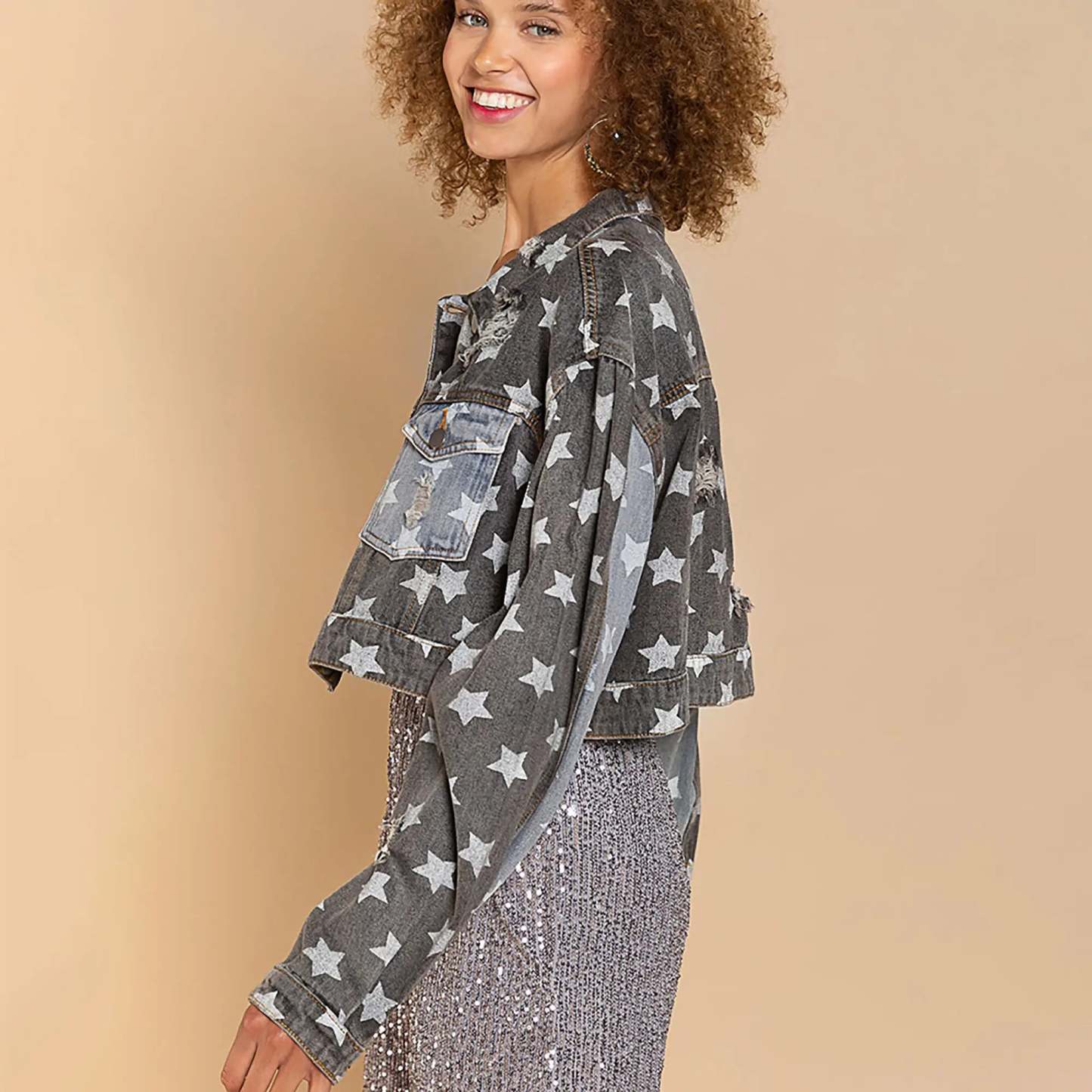 Starry Denim Cropped Jacket