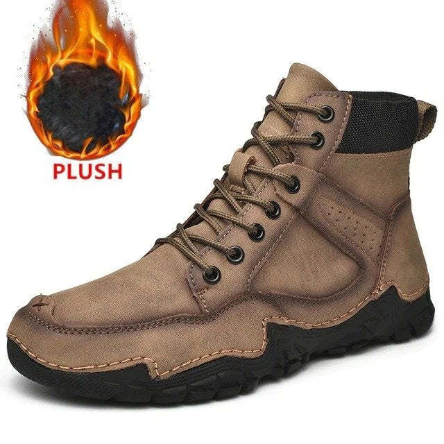 Men Casual Ankle Boots Leather Winter Orthopedic Shoes