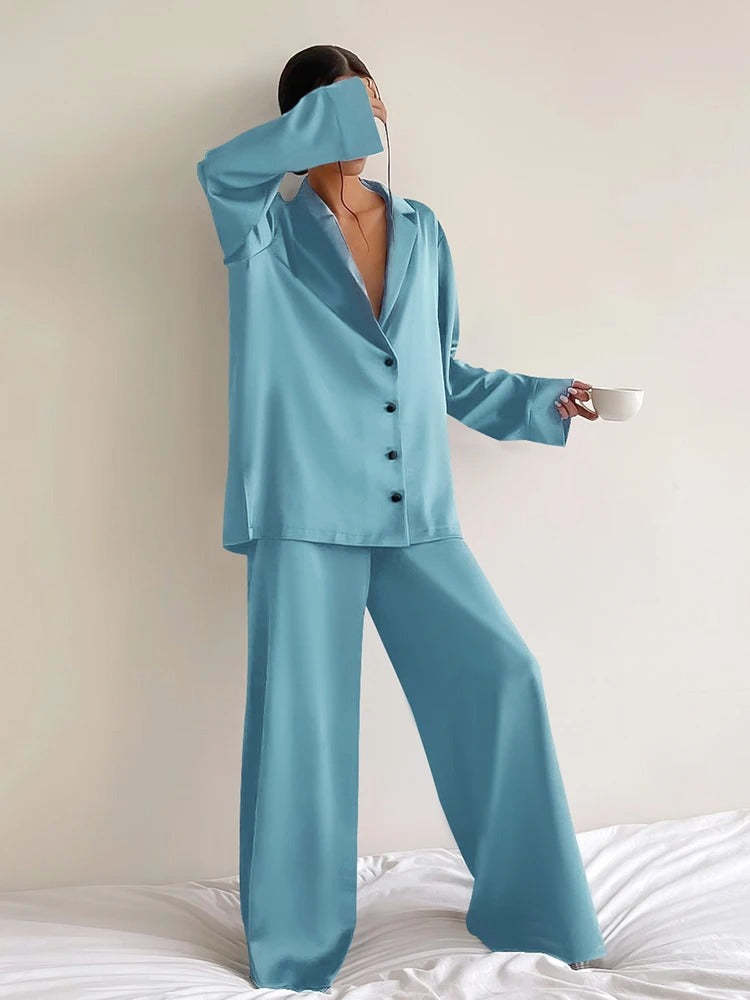 Silky Elegance OverSized Pajama Set