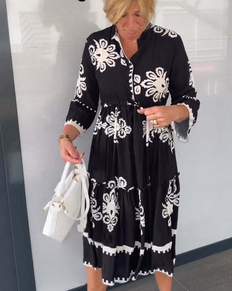 Sleeves Floral Print Dress