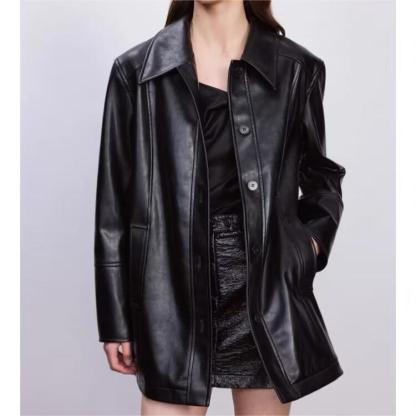 Vegan Leather Trench Coat