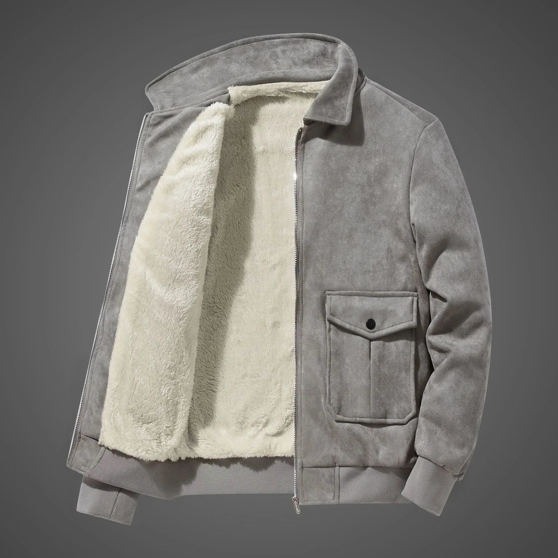 Suede Jacket With Teddy Inner Lining