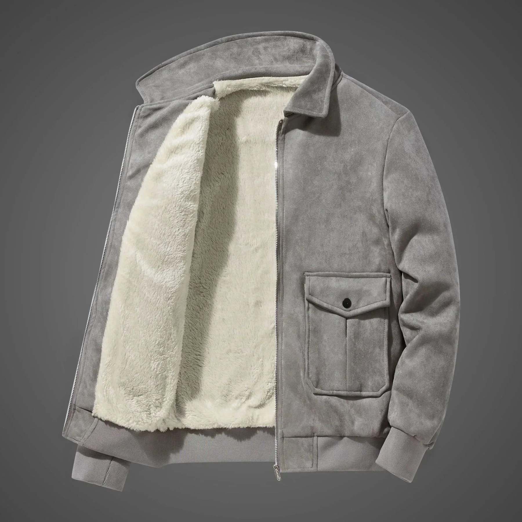 Suede Jacket With Teddy Inner Lining