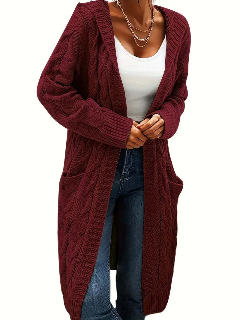 Cable Knit Hooded Cardigan
