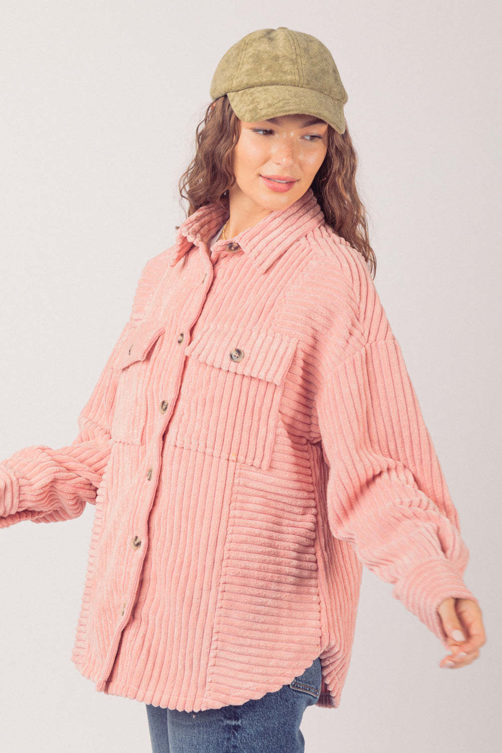 Autumn Corduroy Textured Button-Up Jacket