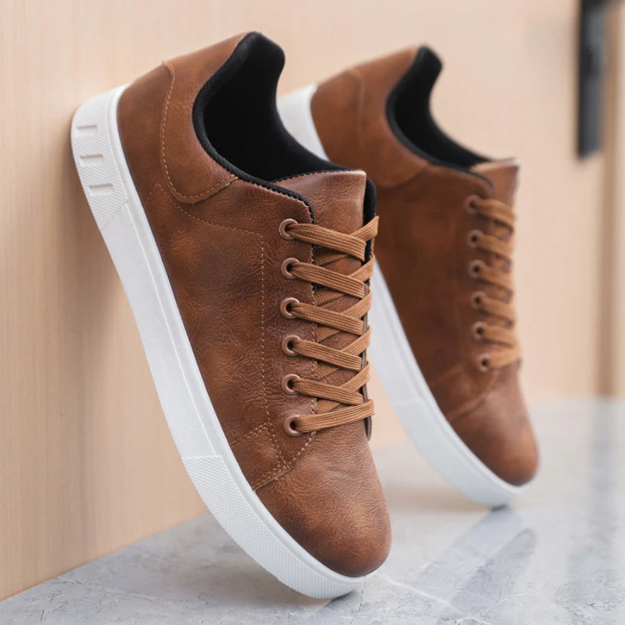 Men's Stylish Brown Leather Sneakers