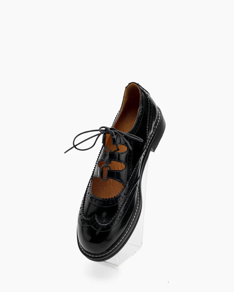 Women's Lace-Up Wingtip Perforated Leather Oxfords