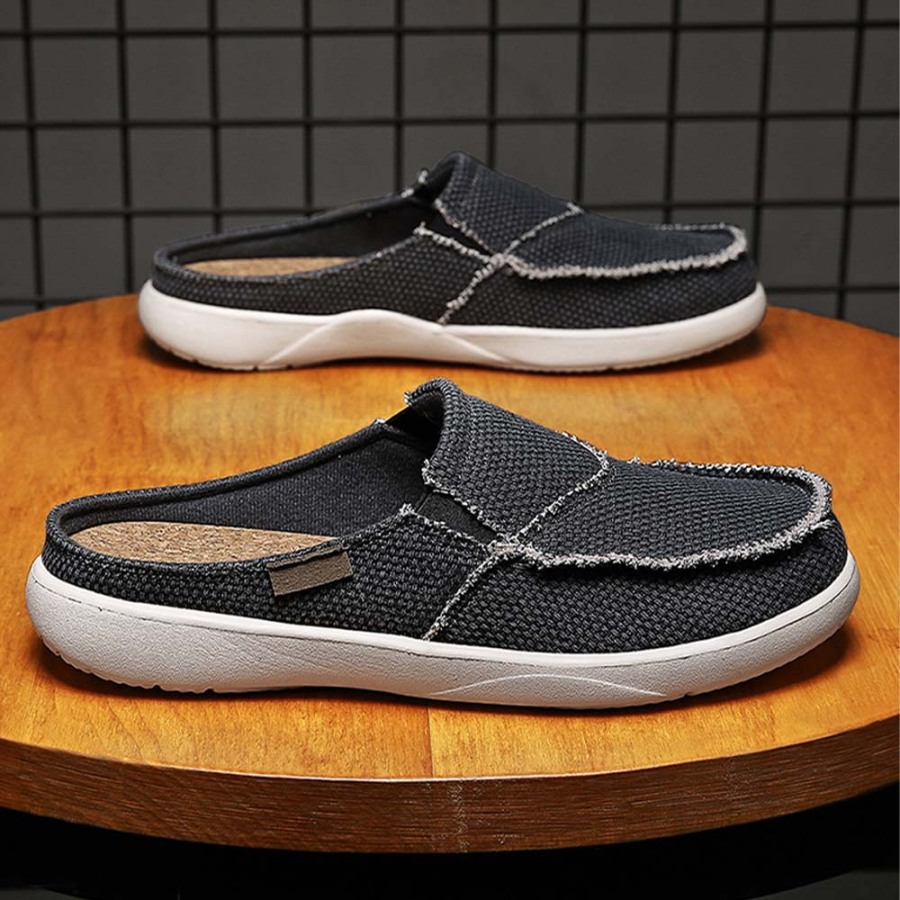 Summer New Men's Light Casual Denim Slip On Half Slippers