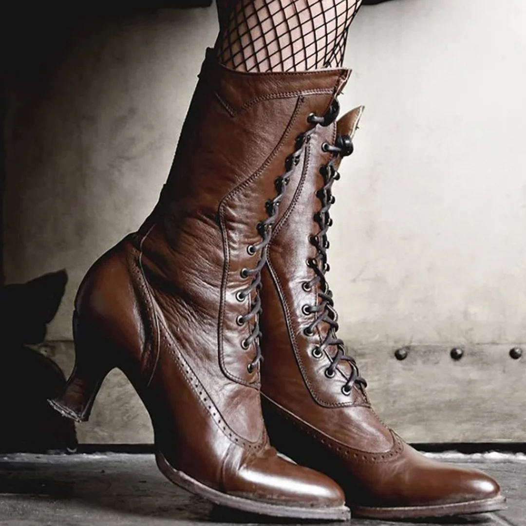 Women's Pointed Toe Lace-up Martin Boots