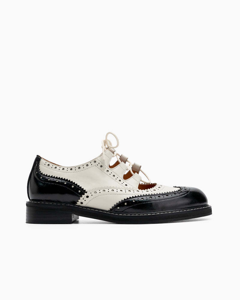 Women's Lace-Up Wingtip Perforated Leather Oxfords