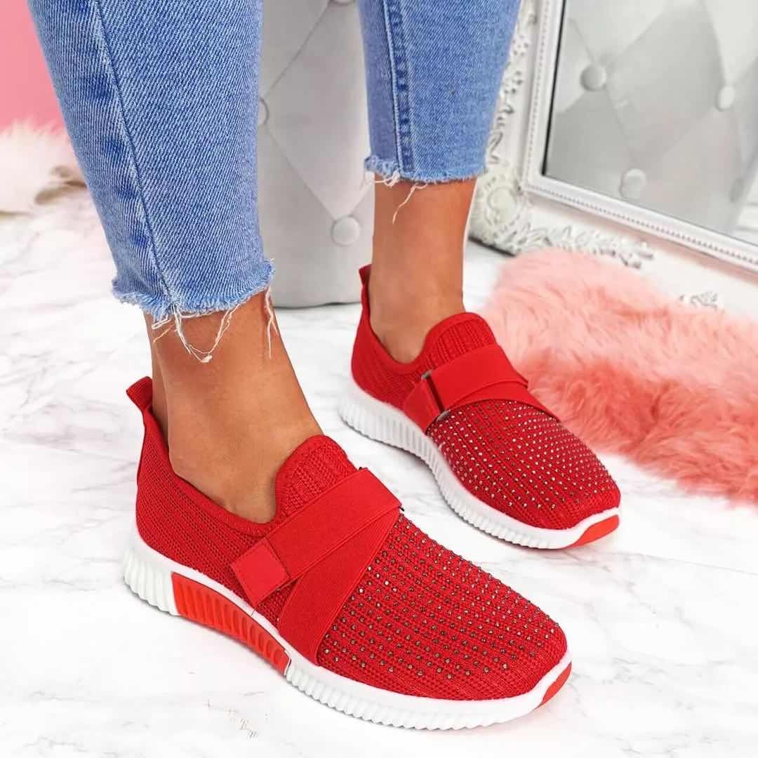 Women's Orthopedic Walking Sneakers - Slip-on Casual Shoes With Orthopedic Sole