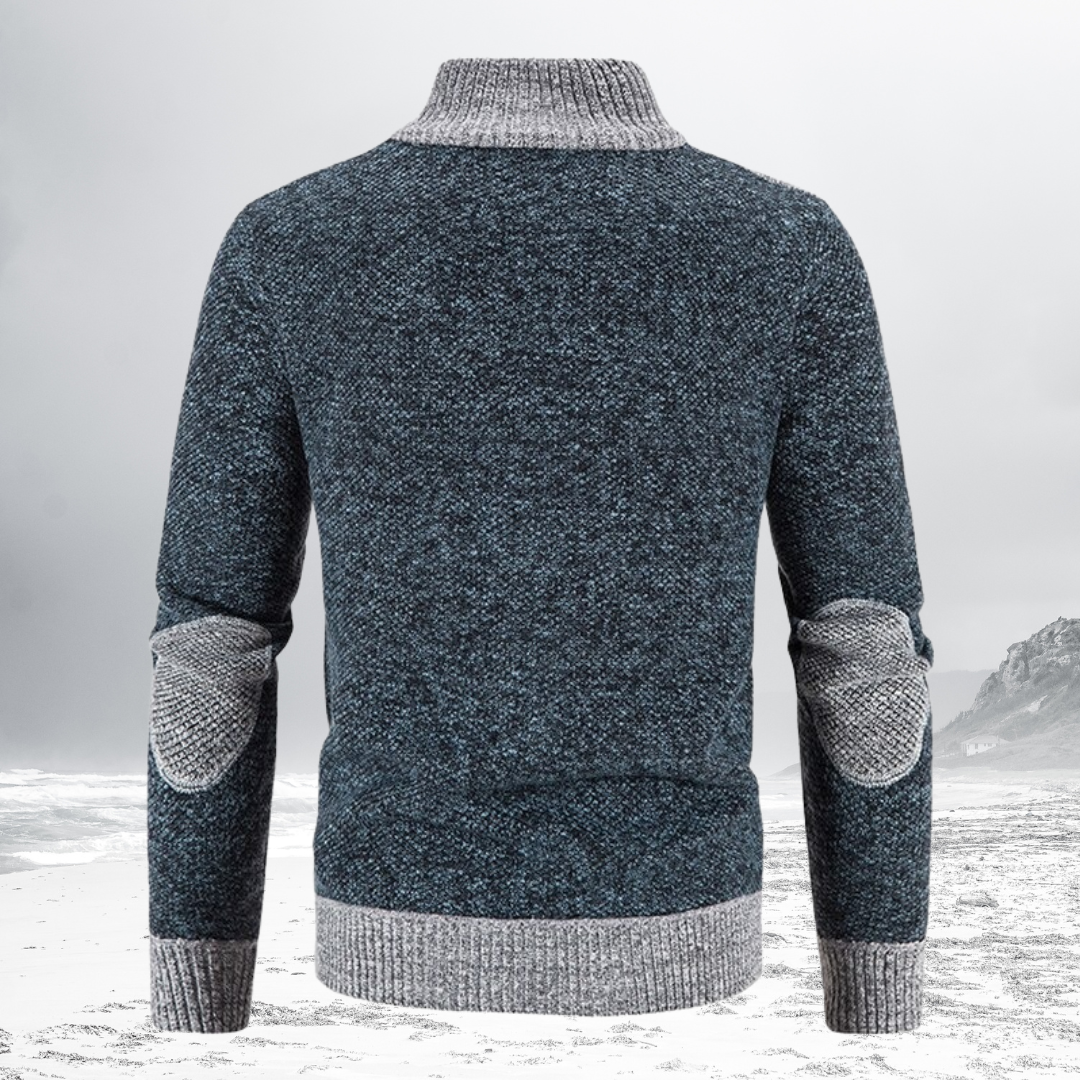 Wool Zip Sweater With Motif