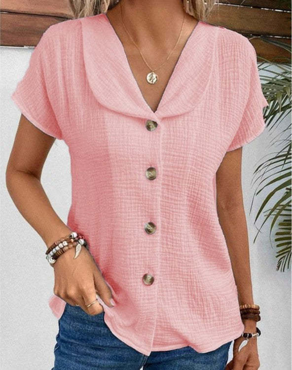 Casual V-Neck Breathable Blouse