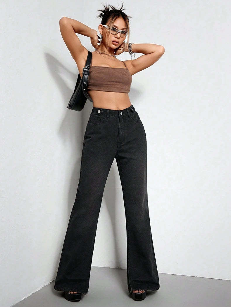 High-Waisted Flared Jeans