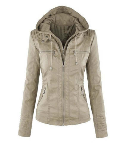 Vegan Leather Jacket With Detachable Hood
