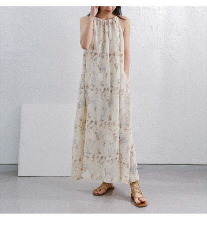 Linen Halterneck Maxi Dress