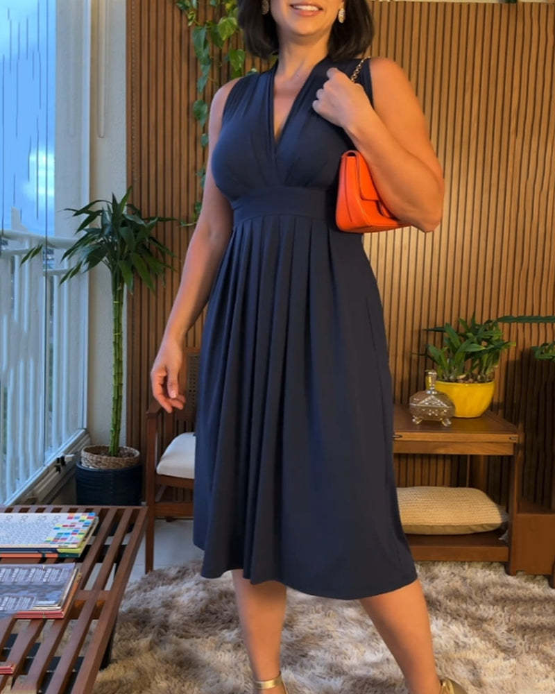 V-neck Sleeveless Dress