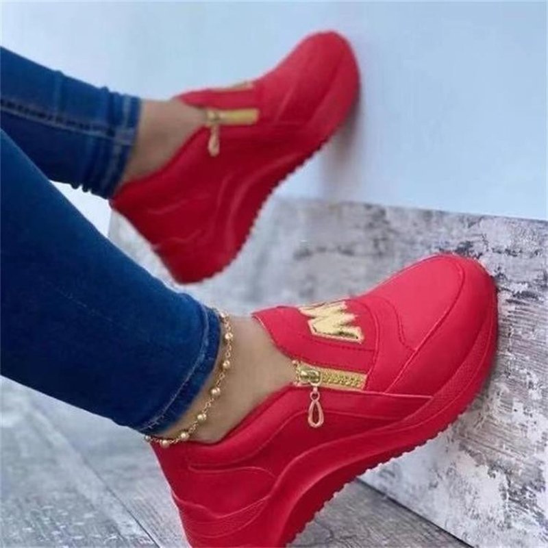 Women Casual Side Zipper Fashion Platform Sneakers Shoes