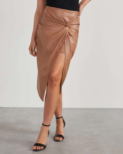Asymmetrical Vegan Leather Skirt