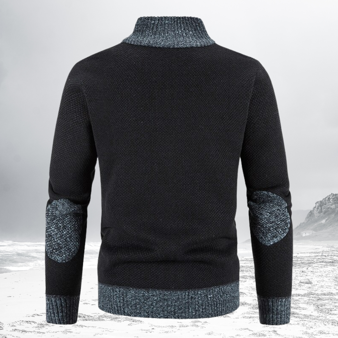 Wool Zip Sweater With Motif