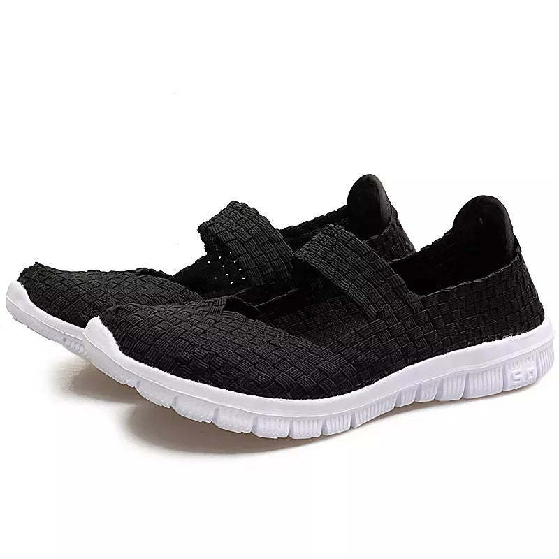 Breathable Elastic Band Woven Light Flat Shoes