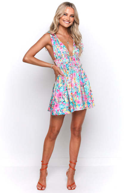 Floral Back Mini Dress