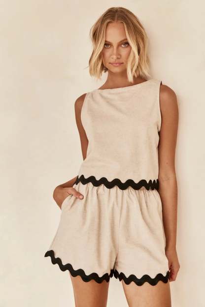 Scalloped Hem Short Set