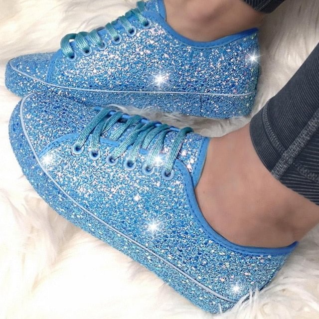 Fashion Glitter Rhinestone Sneakers Women's Shiny Casual Shoes