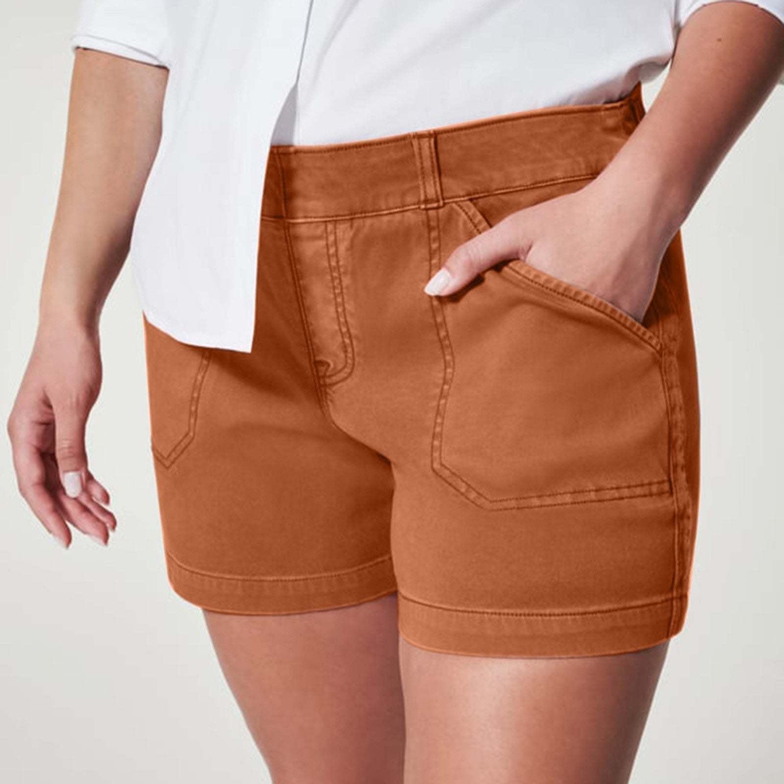 Stretch Pull-On Denim Shorts