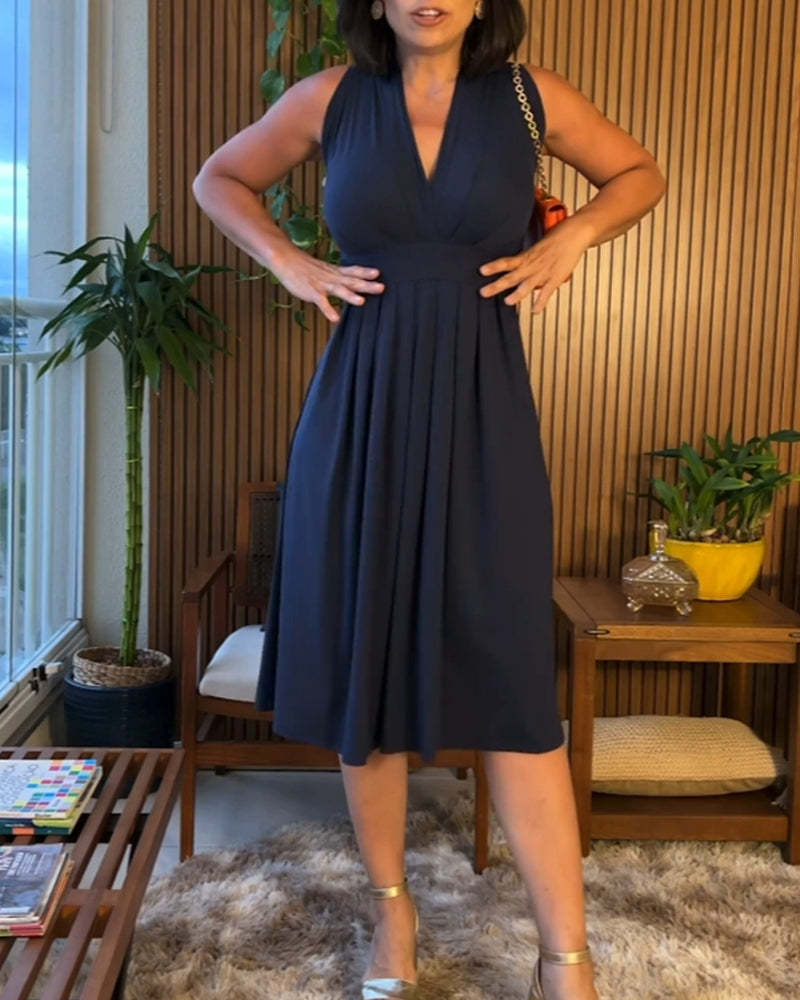 V-neck Sleeveless Dress