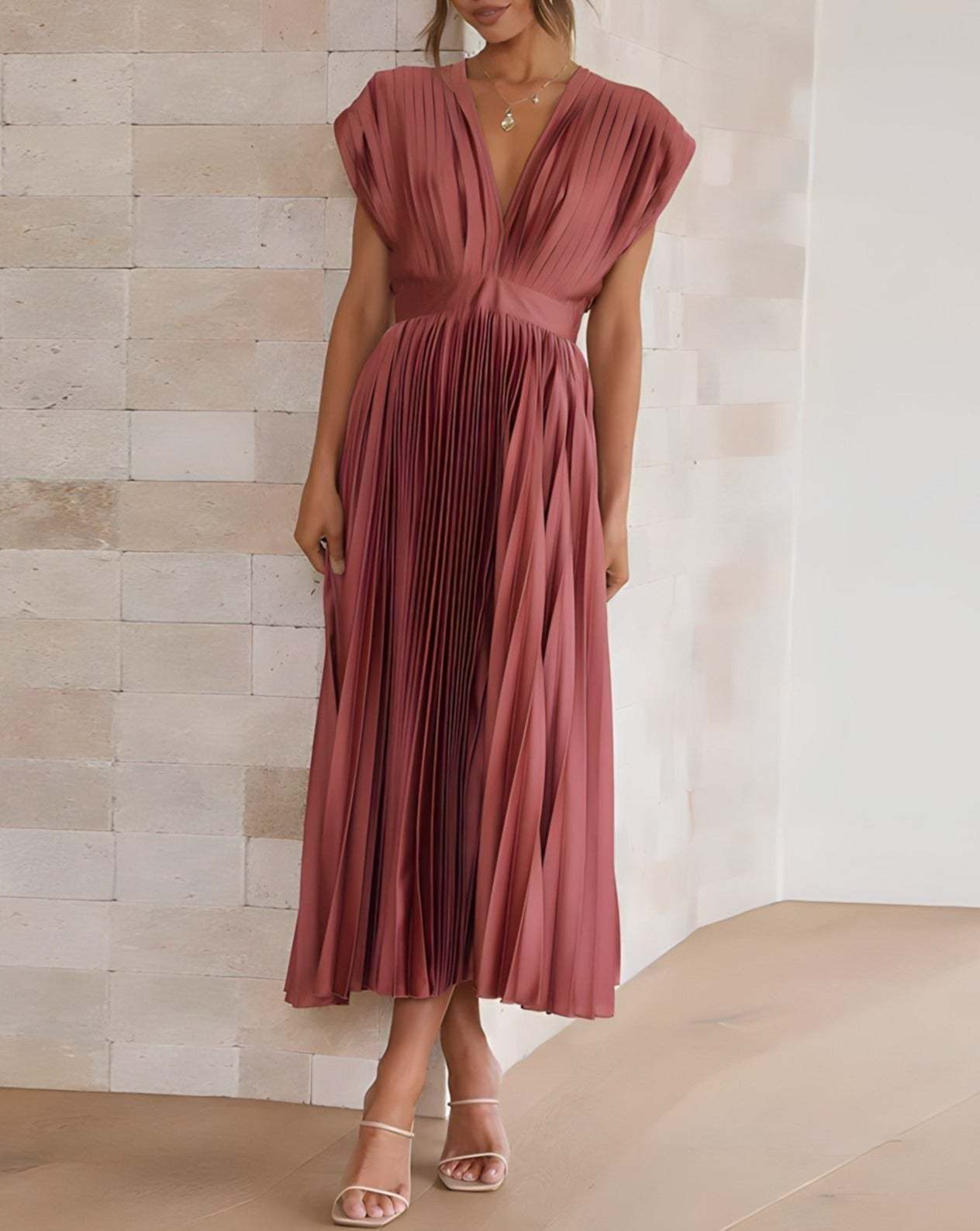 Flowy V-Neck Midi Dress
