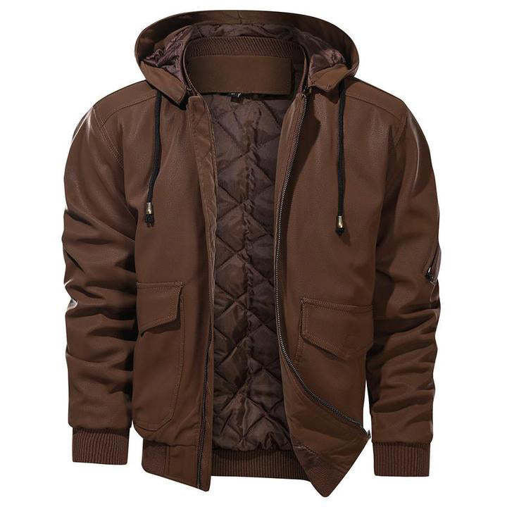 Leather Jacket With Hood