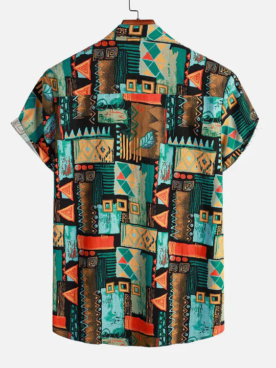 Geometry Print Button Up Shirt