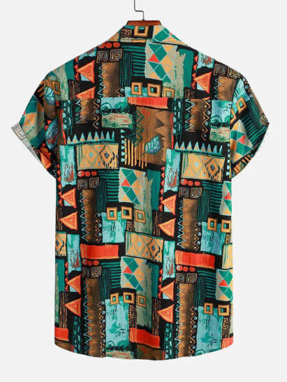 Geometry Print Button Up Shirt