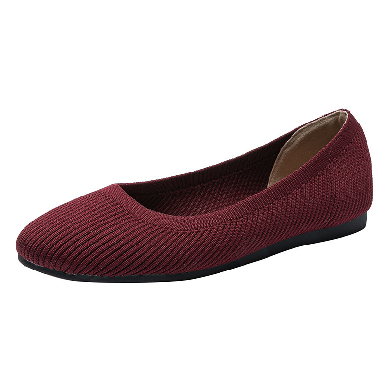 Comfort Pointed-Toe Breathable Knit Ballet Flat Shoes for Wide Feet and Bunion