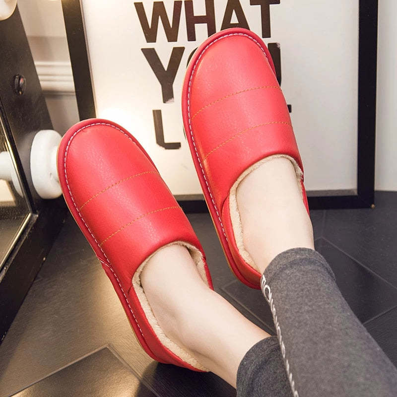 Women Interior Fur Slippers Waterproof Winter Shoes