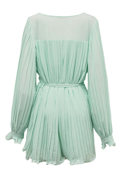 Lace-Up V-Neck Ruffle Dress