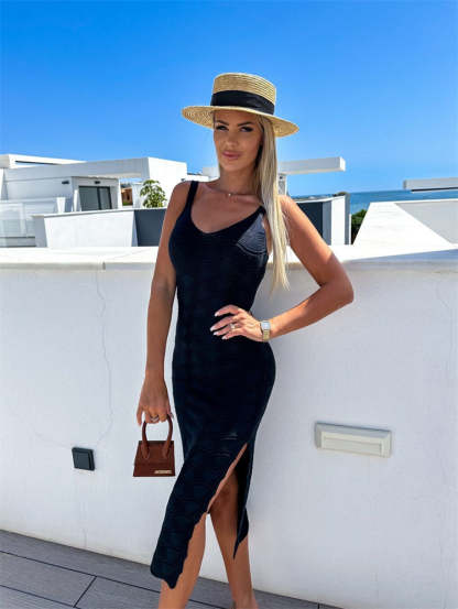 Tight Crochet Maxi Dress With Pattern