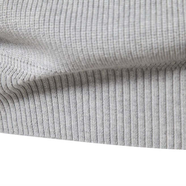 Quarter-Zip Quilted Ribbed Knit Sweater