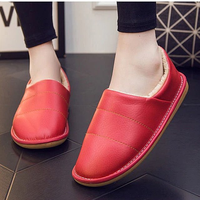 Women Interior Fur Slippers Waterproof Winter Shoes