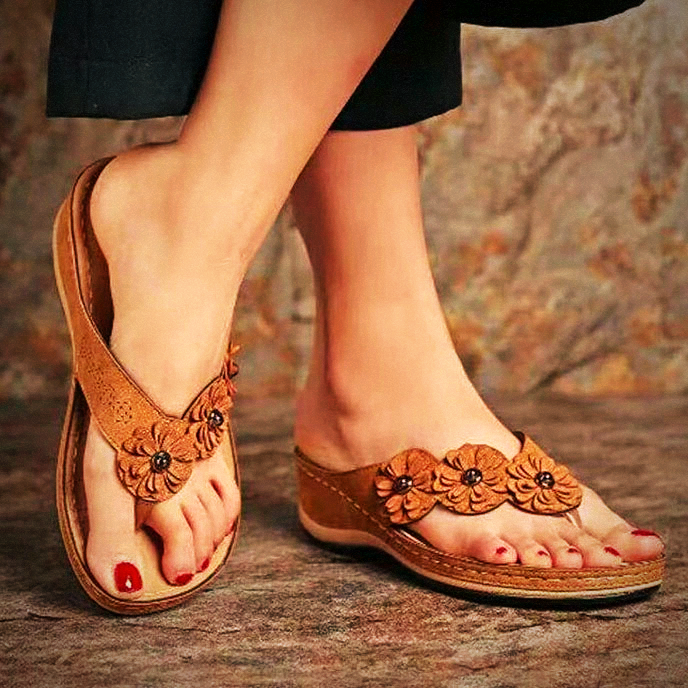 Women Summer New PU Sewing Thong Sandals
