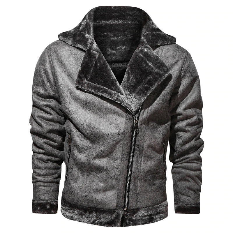 Leather Biker Jacket With Fleece Lining