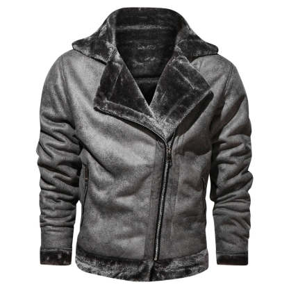 Leather Biker Jacket With Fleece Lining
