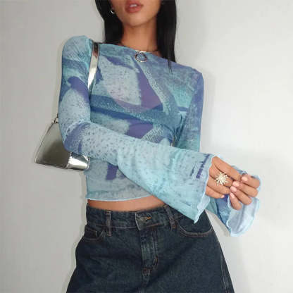 Abstract Print Crop Top