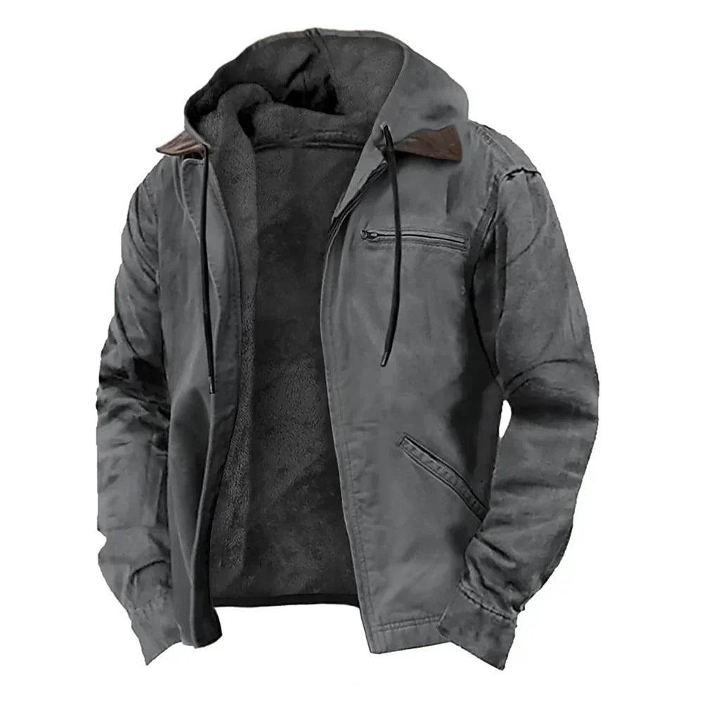 Men's Stylish Fleece-Lined Hooded Jacket