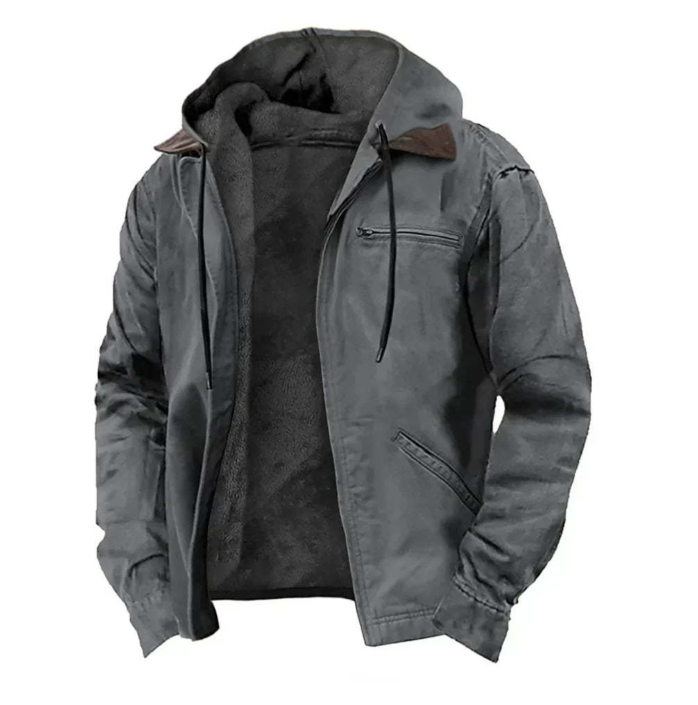 Men's Stylish Fleece-Lined Hooded Jacket